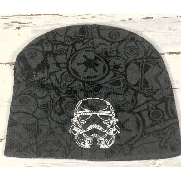 Star Wars Stormtrooper Beanie Winter Hat One Size Tone on Tone Print - Picture 1 of 4